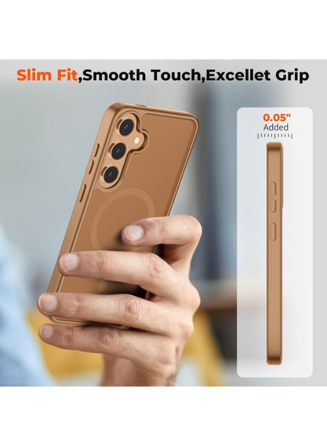 Designed for Magnetic Samsung Galaxy A15 Case,[Compatible with MagSafe] [Military Grade Drop Protection] Slim Translucent Matte Shockproof with Anti-Fingerprint Phone Case (Brown) - Image 2