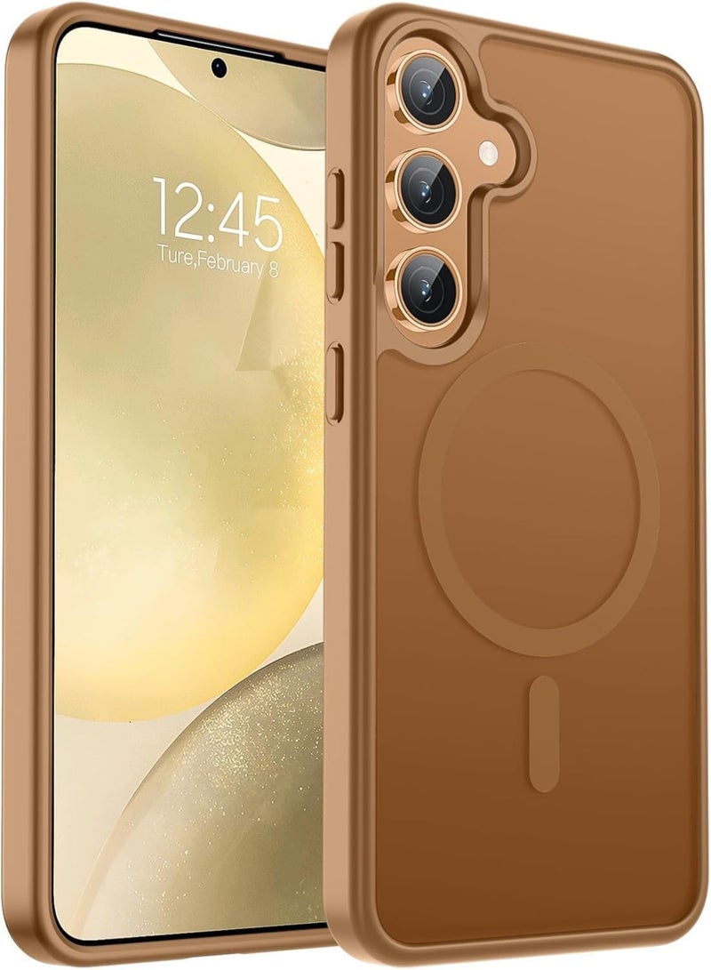 Designed for Magnetic Samsung Galaxy A15 Case,[Compatible with MagSafe] [Military Grade Drop Protection] Slim Translucent Matte Shockproof with Anti-Fingerprint Phone Case (Brown) - Image 1