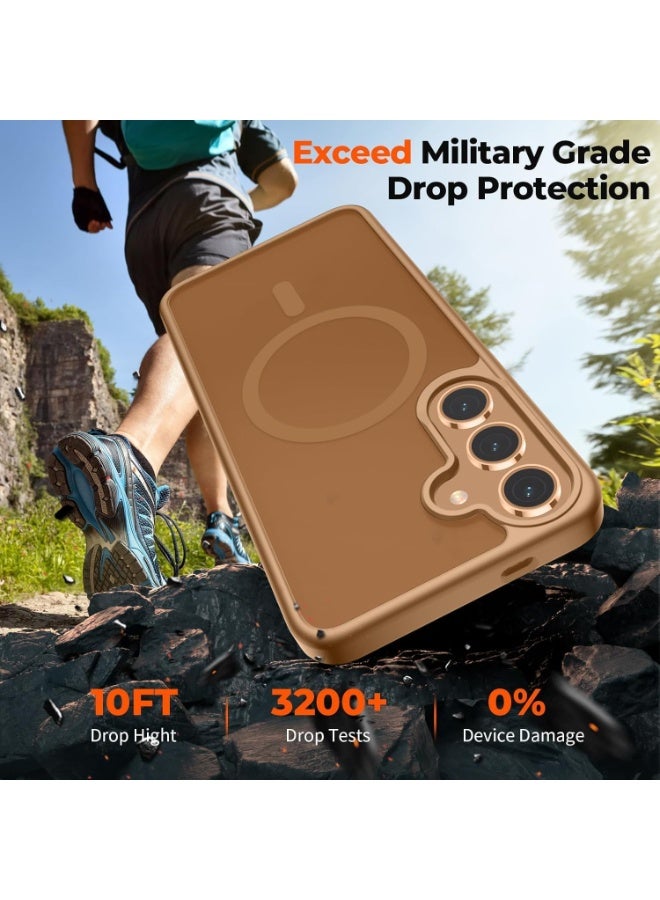 Designed for Magnetic Samsung Galaxy A15 Case,[Compatible with MagSafe] [Military Grade Drop Protection] Slim Translucent Matte Shockproof with Anti-Fingerprint Phone Case (Brown) - Image 5