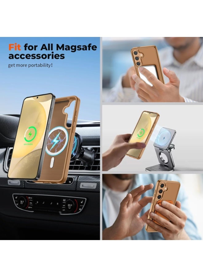 Designed for Magnetic Samsung Galaxy A15 Case,[Compatible with MagSafe] [Military Grade Drop Protection] Slim Translucent Matte Shockproof with Anti-Fingerprint Phone Case (Brown) - Image 4