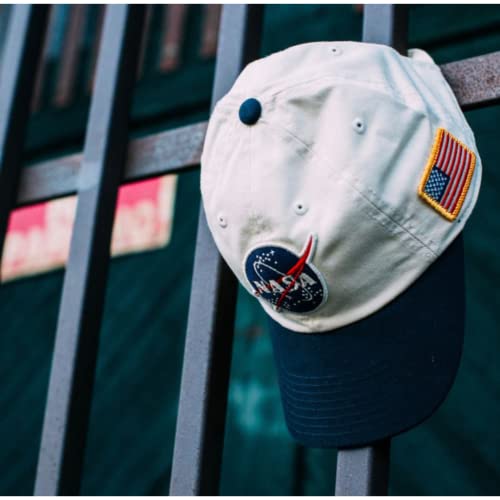 AMERICAN NEEDLE NASA Officially Licensed United Slouch Baseball Dad Buckle Strap Hat, Ivory/Navy (43570A-NASA) - Image 3