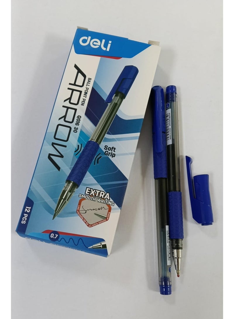 ديلي أقلام حبر جاف ديلي Q01630 آرو، سن رفيع 0.7 مم، حبر أزرق، مقبض ناعم، كتابة سلسة - Image 1