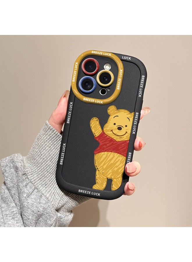 NIBEMINENT Winnie The Pooh Waving Protective TPU Case Cover For iPhone 15 Pro, Black
