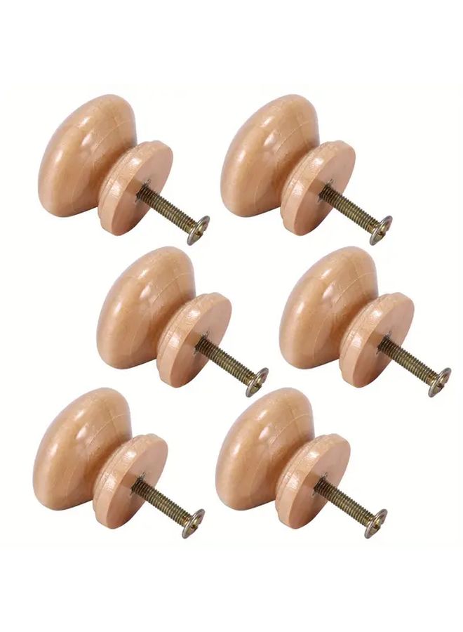 4 Pcs Mushroom Shaped Solid Wood Dresser Cabinet Knobs Round Drawer Pulls Handles For Kitchen Wardrobe Bookcase Cupboard Door - Image 1