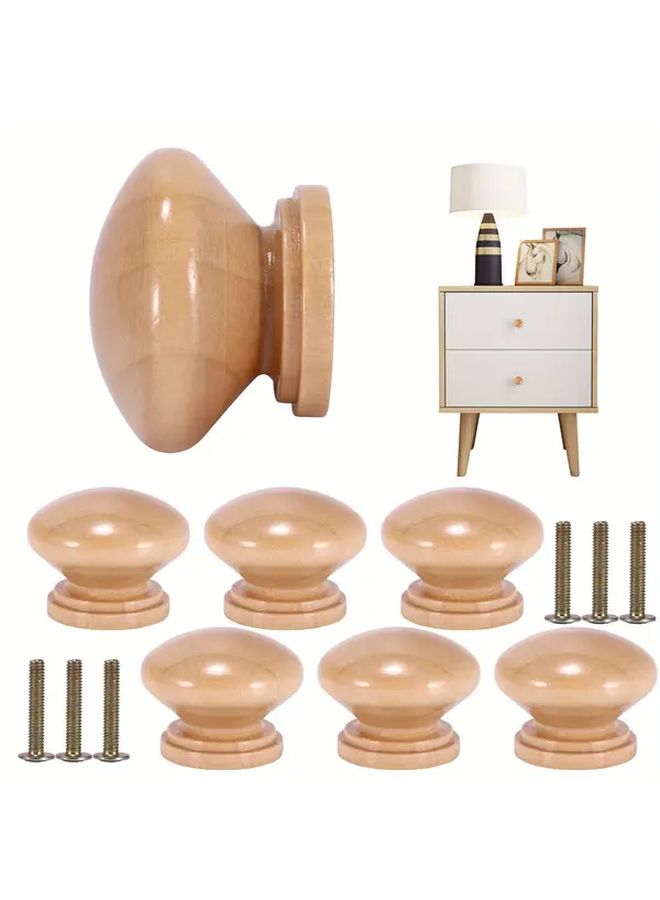4 Pcs Mushroom Shaped Solid Wood Dresser Cabinet Knobs Round Drawer Pulls Handles For Kitchen Wardrobe Bookcase Cupboard Door - Image 2