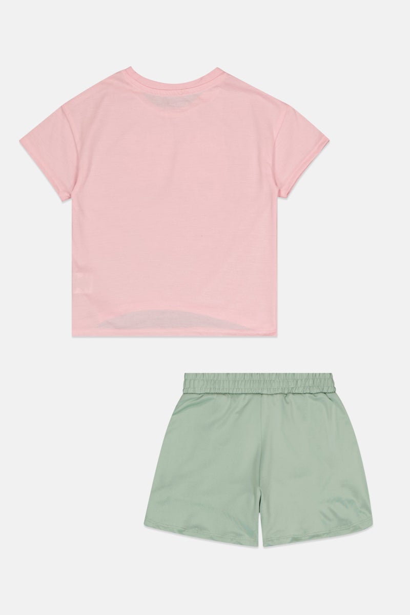 bebe Kids Girl 2 Pieces Graphic Print Top And Shorts Set, Multicolor - Image 3