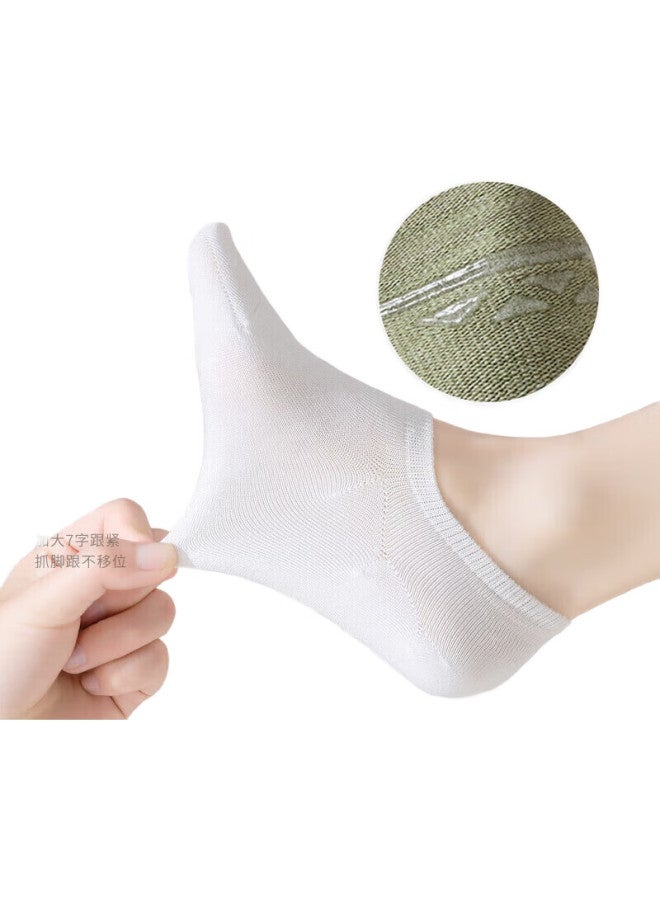 B&C.ROOM Bamboo House Women'S Boat Socks Antibacterial Sweat-Absorbent Non-Slip Cotton Odor-Resistant Invisible Short Socks All White - Image 1