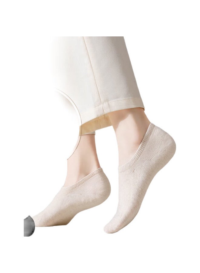 B&C.ROOM Bamboo House Women'S Boat Socks Antibacterial Sweat-Absorbent Non-Slip Cotton Odor-Resistant Invisible Short Socks All White - Image 2
