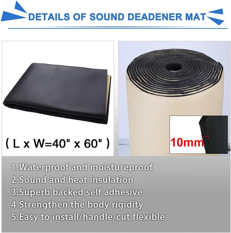 uxcell 10 mm Car Sound Insulation Mat - Black Foam Insulation Board (152 cm x 100 cm) - Image 2