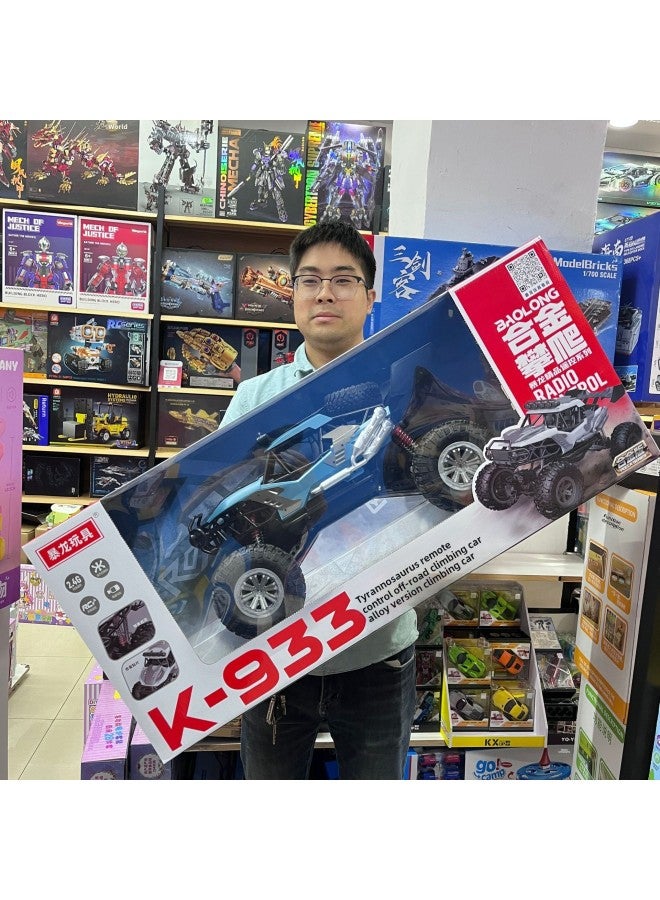 Children's Remote Control Climbing Off-road Vehicle Strong Power Light Spray Remote Control Car Toy Gift Box Wholesale-Color:K-933 Alloy Off-road Climbing Car (81*33*35)  - Image 1