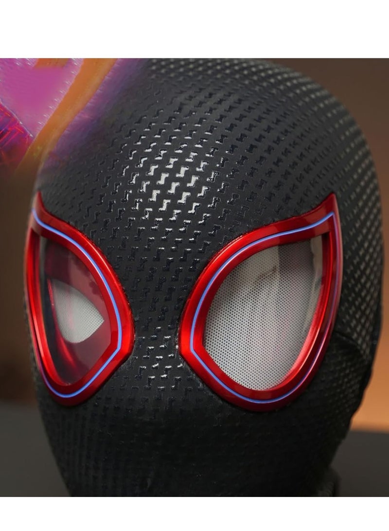 قناع سبايدر مان كهربائي أوتوماتيكي بالكامل مع عيون متحركة، مع ضوء عين قابل للشحن، حلقة تحكم عن بعد، نسيج مرن وجيد التهوية، تصميم بسحاب، لمحيط الرأس في حدود 62 سم - Image 4