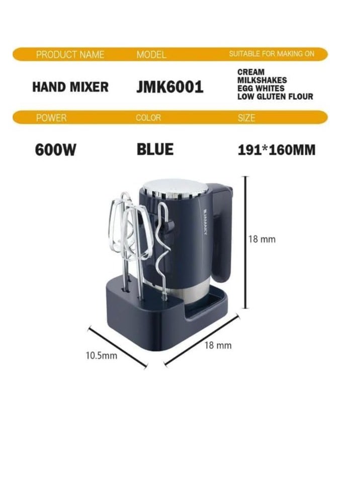 Jamaky Italy خلاط يدوي بالتكنولوجيا الإيطالية 600 وات - JMK6001 - أسود  - Image 5