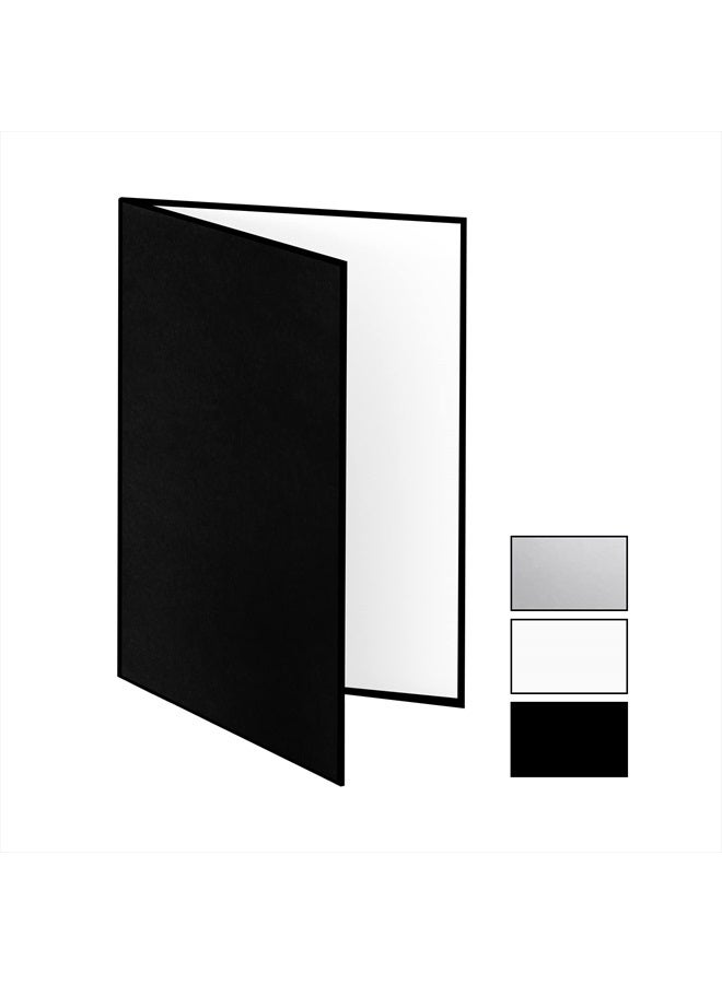 Meking 12" x 8" Light Reflector, 3 in 1 Photography Reflector Cardboard, Folding Light Diffuser Board for Food and Product Photography Lighting- Black, Silver and White - Image 1