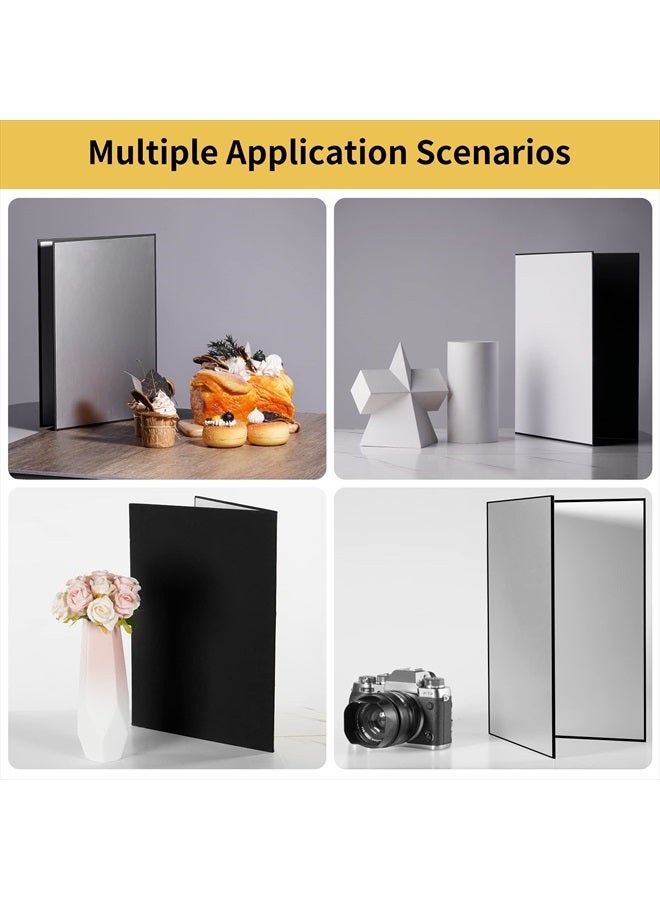 Meking 12" x 8" Light Reflector, 3 in 1 Photography Reflector Cardboard, Folding Light Diffuser Board for Food and Product Photography Lighting- Black, Silver and White - Image 3