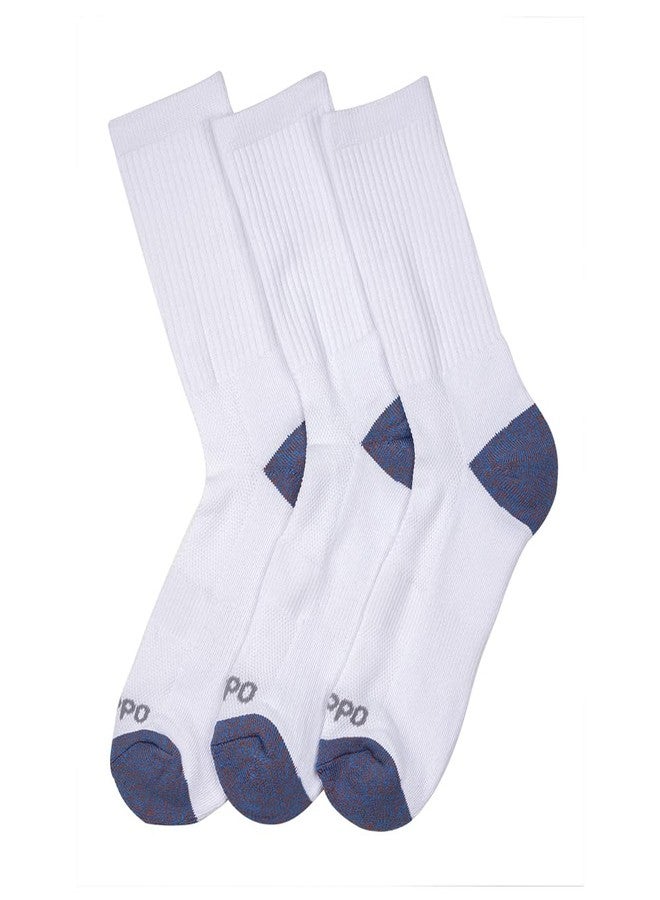 Oddball Men’s Performance Crew Socks XXL (Size 15-18) | 3-Pack Large Athletic Socks with COOLMAX Cotton Blend, Arch Support & Seamless Toe, White - Image 2
