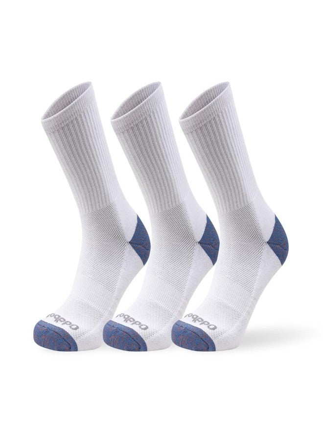 Oddball Men’s Performance Crew Socks XXL (Size 15-18) | 3-Pack Large Athletic Socks with COOLMAX Cotton Blend, Arch Support & Seamless Toe, White - Image 1