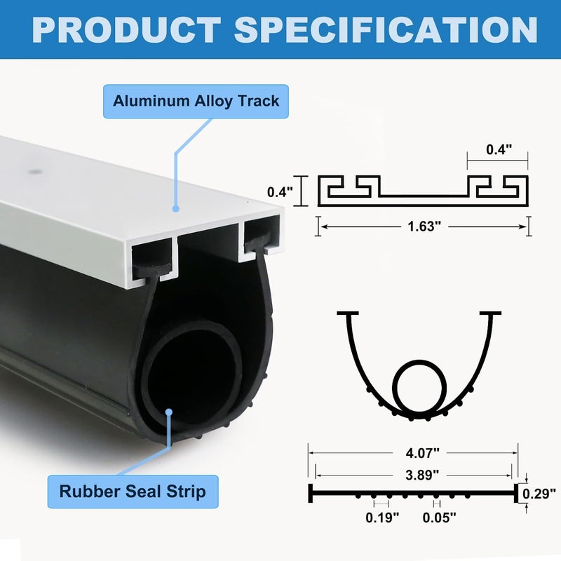 Duzzy Universal Garage Door Seals Kits, Pre-drilled 10 Feet U+O Ring Heavy-Duty Weatherproofing Garage Door Rubber Seals Bottom Pakage with Aluminum Track Retainer Base Kits - Image 2