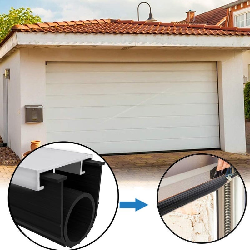 Duzzy Universal Garage Door Seals Kits, Pre-drilled 10 Feet U+O Ring Heavy-Duty Weatherproofing Garage Door Rubber Seals Bottom Pakage with Aluminum Track Retainer Base Kits - Image 5