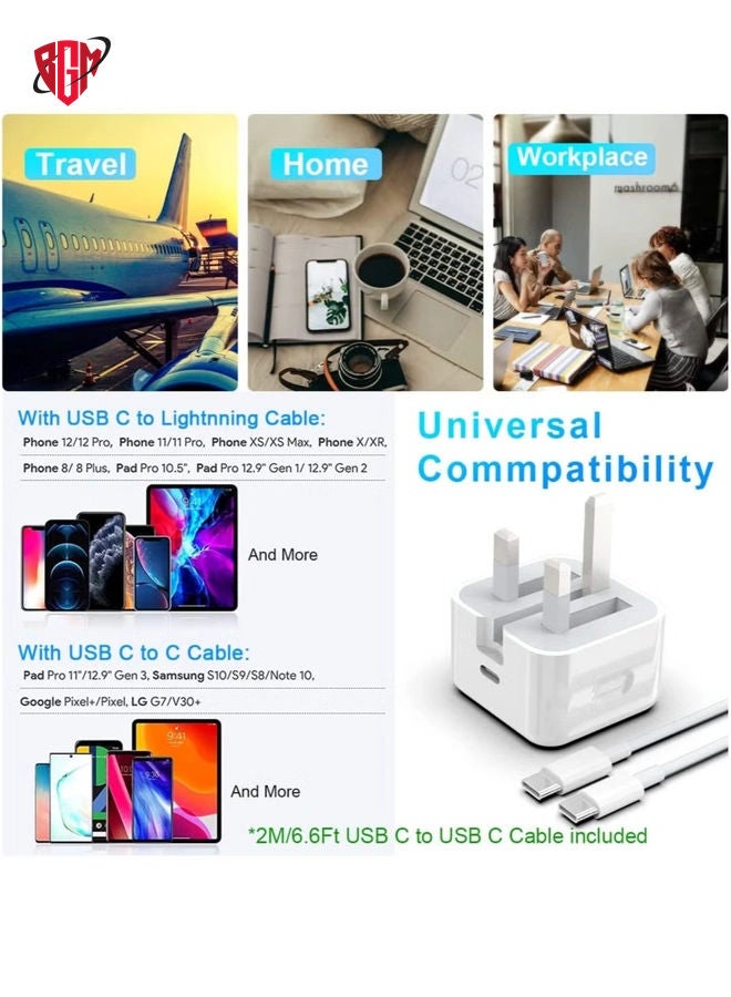 BGM iPhone Charger Fast PD20W USB C Wall Charger Fast Charging Type-C USB Charger Plug Universal Travel Adapter Type C Wall Plug Compatible for iPad Pro,iPad mini, iPhone 13 Pro/13 Pro Max/13/12/11 - Image 2