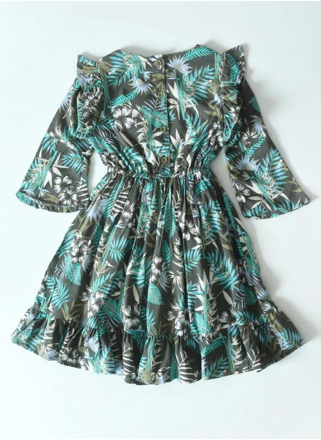 BELLA MODA - All-Over Print Floral Applique Tiered Dress by Styli - Image 1