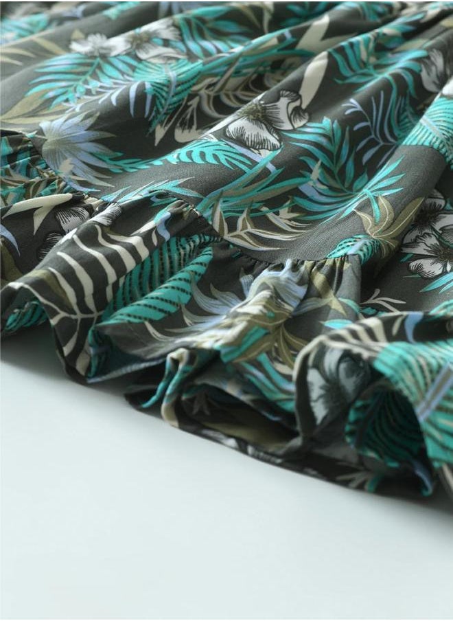 BELLA MODA - All-Over Print Floral Applique Tiered Dress by Styli - Image 1