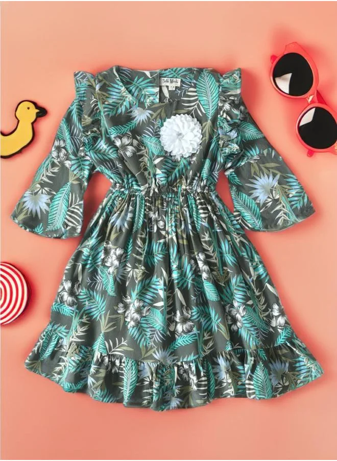 بيلا مودا All-Over Print Floral Applique Tiered Dress