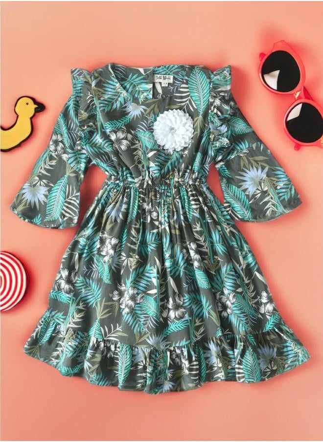 BELLA MODA - All-Over Print Floral Applique Tiered Dress by Styli - Image 1