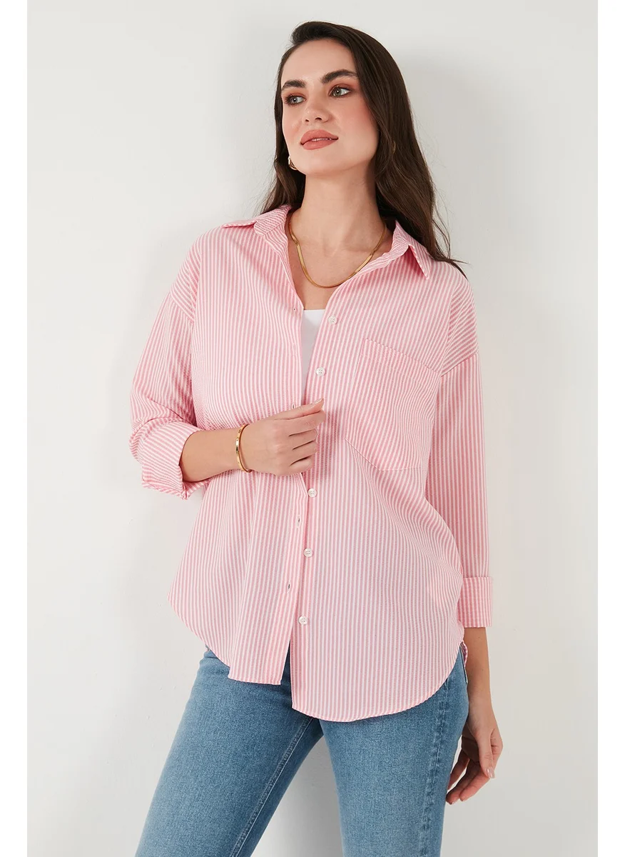 Lela Regular Fit Long Sleeve Pocket Striped Shirt Women's Shirt 6772895