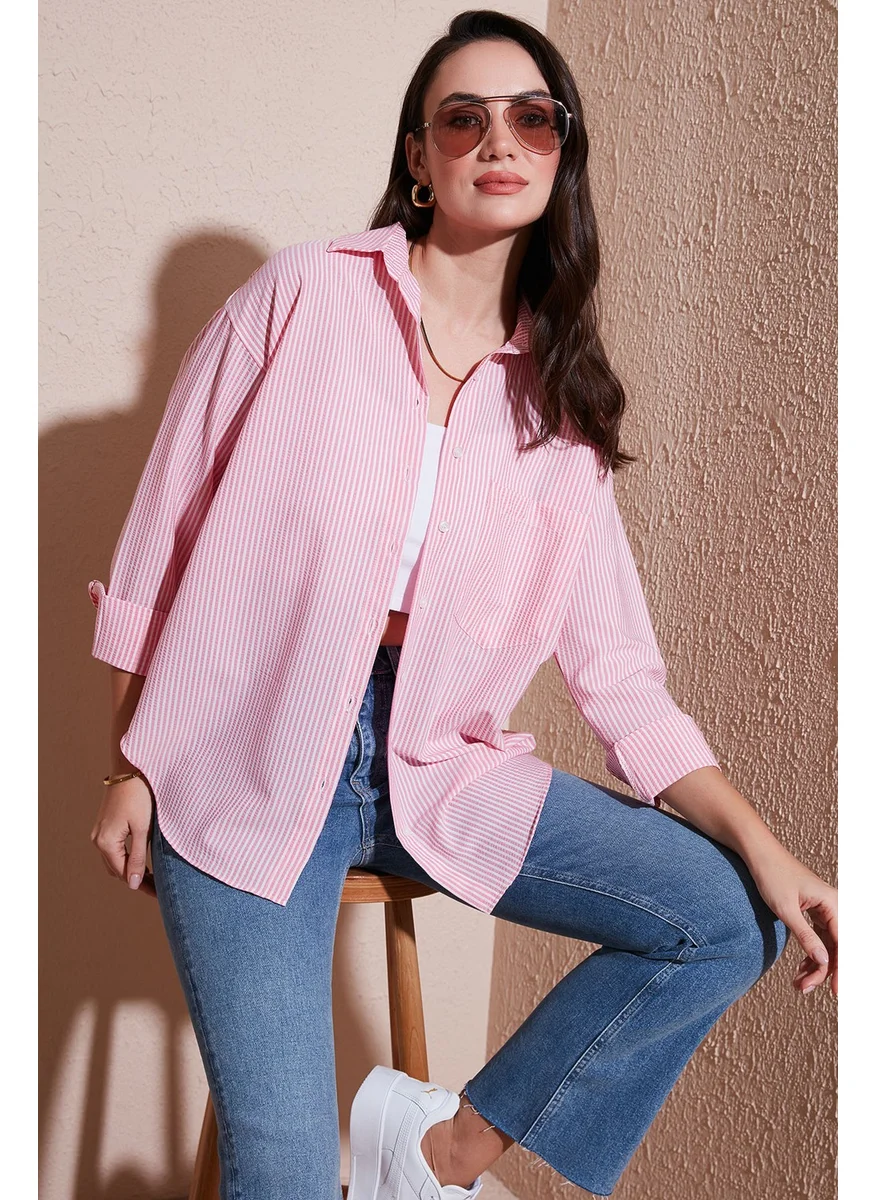 Lela Regular Fit Long Sleeve Pocket Striped Shirt Women's Shirt 6772895