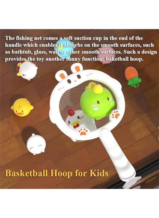 Glowing Fishing Bath Toy, Glowing Animal Ball Tub Toy Light Up Bathtub Toy Luminous Animal Floating Toy Tub Fishing Game Bath Toy Tub Basketball Hoop Toy (Rabbit Fishing Net)  - Image 4