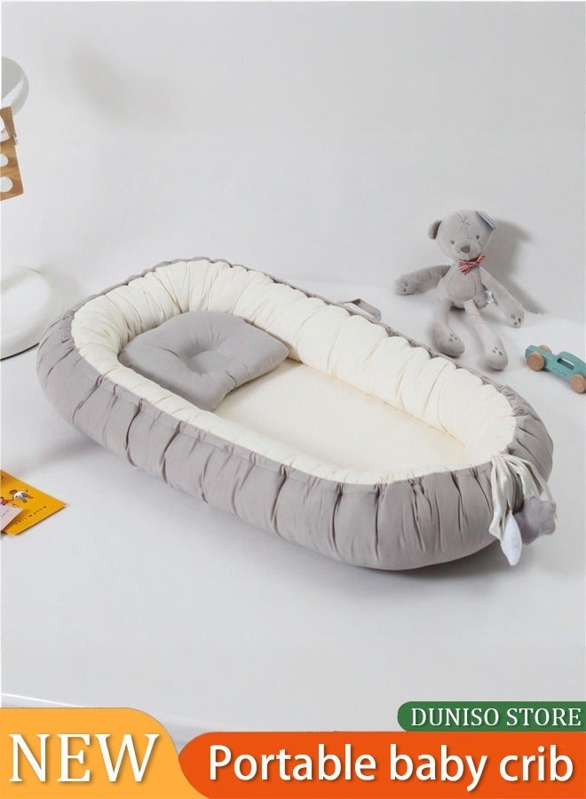 DUNISO سرير أطفال محمول مع وسائد مريحة للنوم، مناسب للأولاد والبنات من عمر 0-12 شهرًا - Image 1