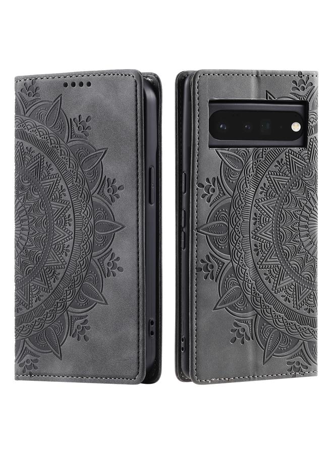 اس-توب جراب لهاتف Google Pixel 6 Pro، جراب هاتف من الجلد المغناطيسي المنقوش بالطوطم - Image 1