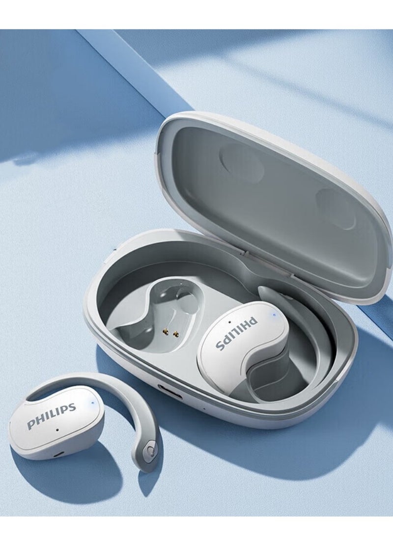 PH TAT2708 Wireless Bluetooth Bone Conduction Headphones - Open, Non-invasive Design, Noise Cancellation for Sports and Running, Universal Music Headphones - White - Image 1
