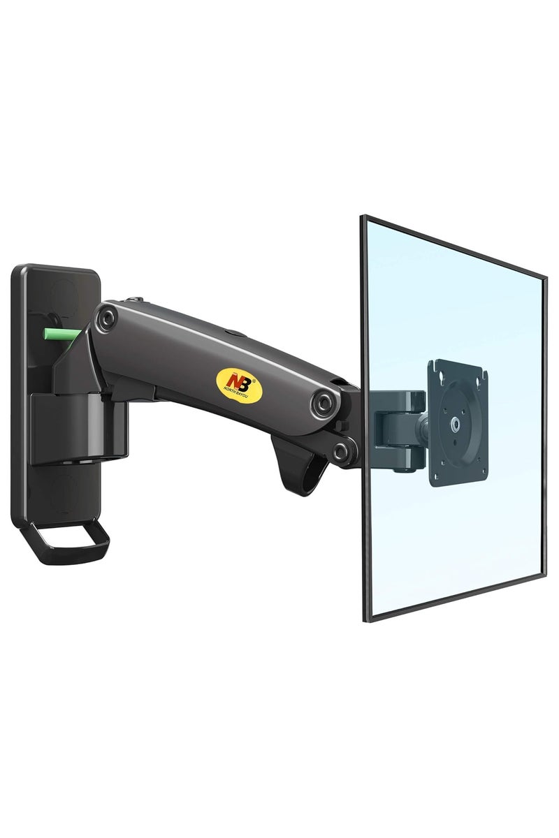 NB ERGONOMIC NB North Bayou TV Monitor Wall Mount Bracket Full Motion Articulating Swivel for 17-27 Inch Monitors with Gas Spring (Black Single Extension) F120-B - Image 1