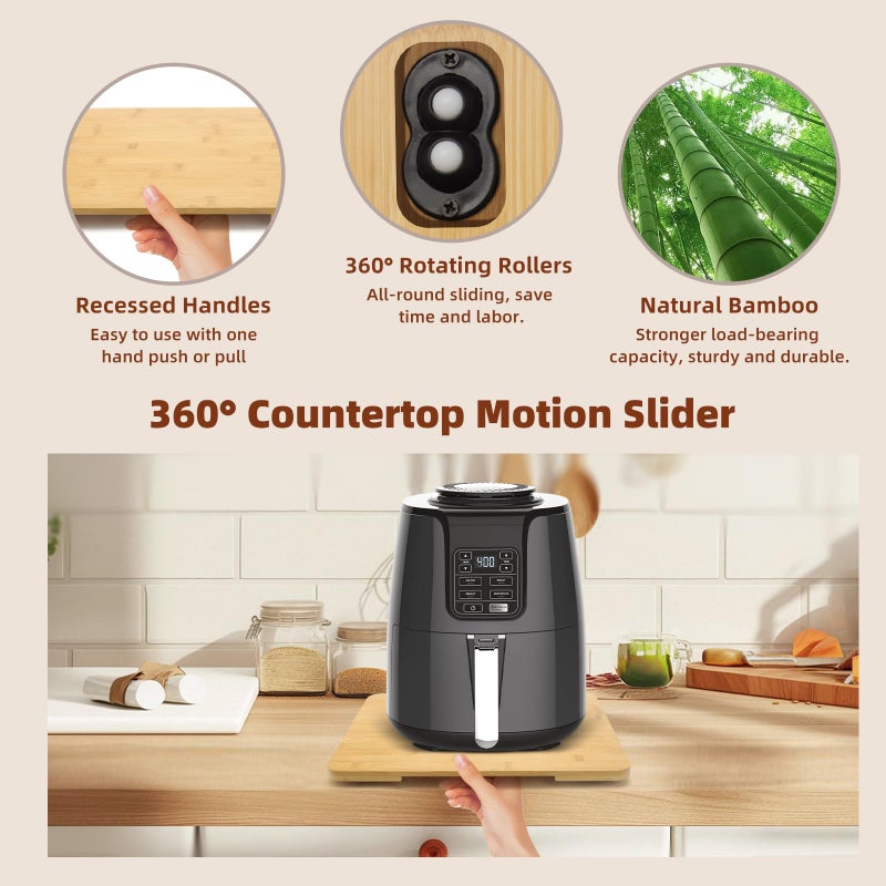 GIASSVIO 360Â° Rolling Tray Bamboo Appliance Slider for Kitchen Appliances, Coffee Maker Mat Tray for Countertops Sliding Tray for Coffee Maker Appliances Mat Easily from Under The Cabinet Natural11.6Ã—13.9 - Image 4