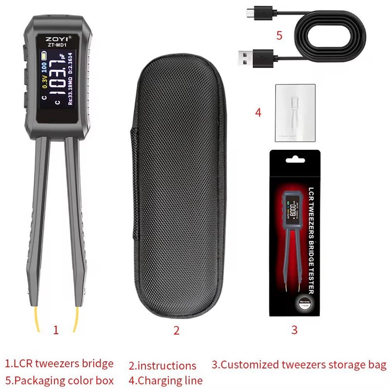 ZT-MD1 Smart Tweezer for Testing Electronic Components Measuring Resistance Capacitance Inductance Continuity and Diodes - Image 1