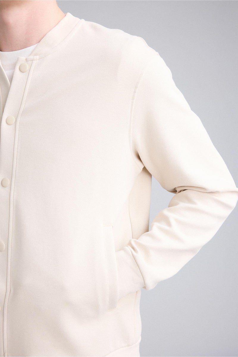 DeFacto Beige Man Regular Fit College Collar Cardigan Casual - Image 4