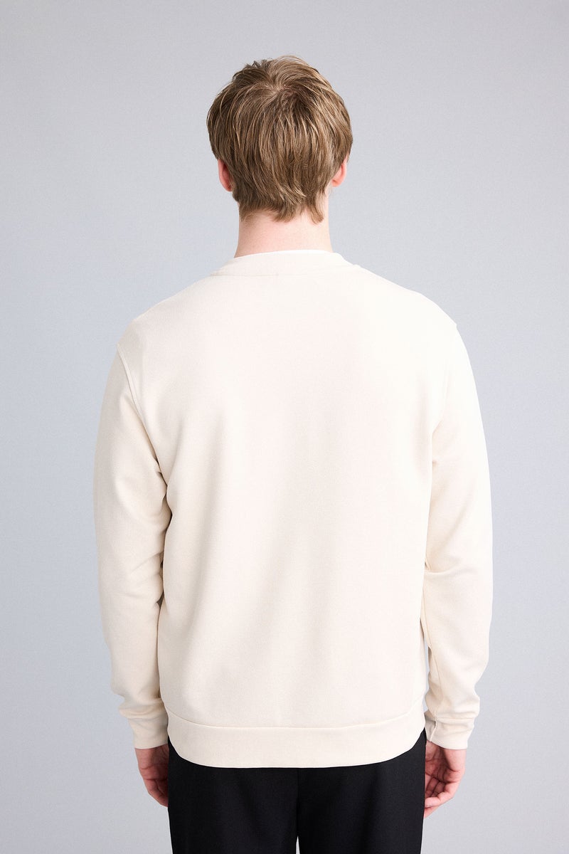 DeFacto Beige Man Regular Fit College Collar Cardigan Casual - Image 5