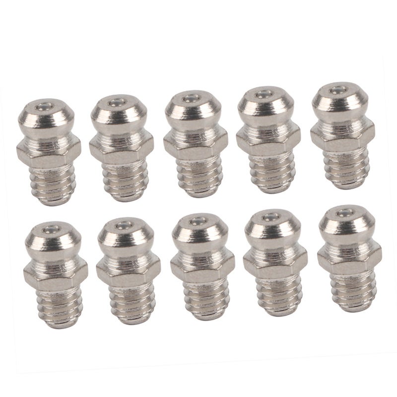 Grease Gun Nipple 10-Pack Nickle Plated Steel - Rust-Resistant Leak-Proof Grease Fitting for Automotive Motorcycle Industrial Applications - Image 3