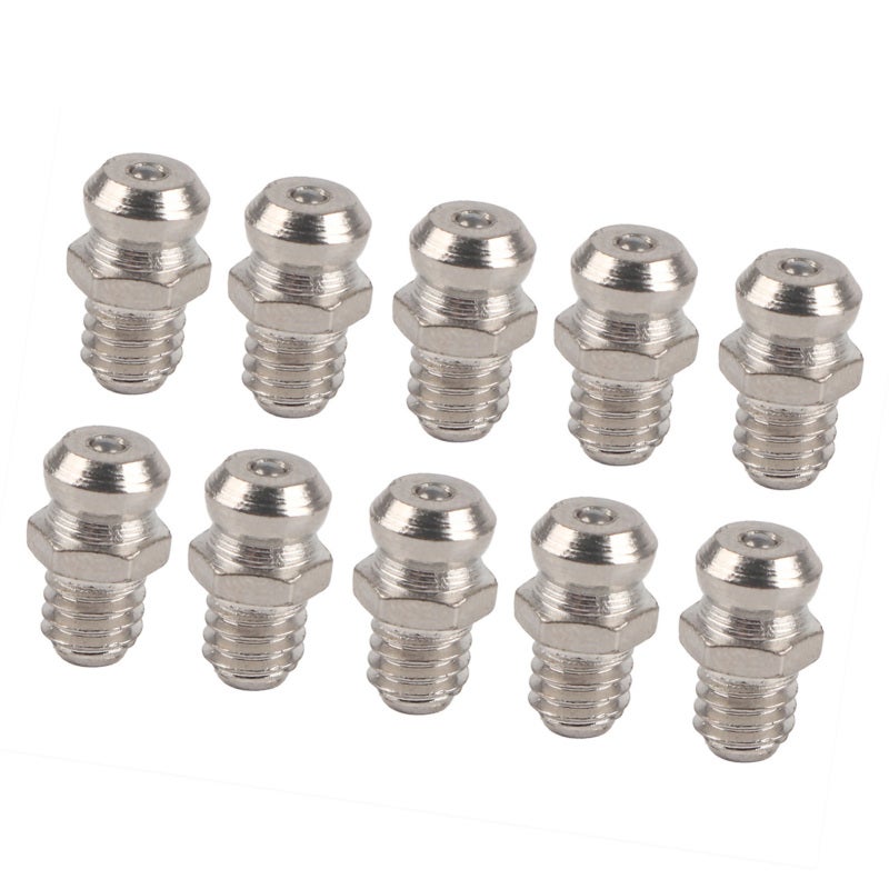 Grease Gun Nipple 10-Pack Nickle Plated Steel - Rust-Resistant Leak-Proof Grease Fitting for Automotive Motorcycle Industrial Applications - Image 2