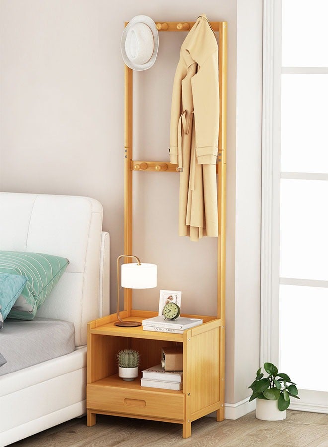 NKX Multifunctional Modern Solid Wood Bedside Table with Large Coat Rack  - Image 5