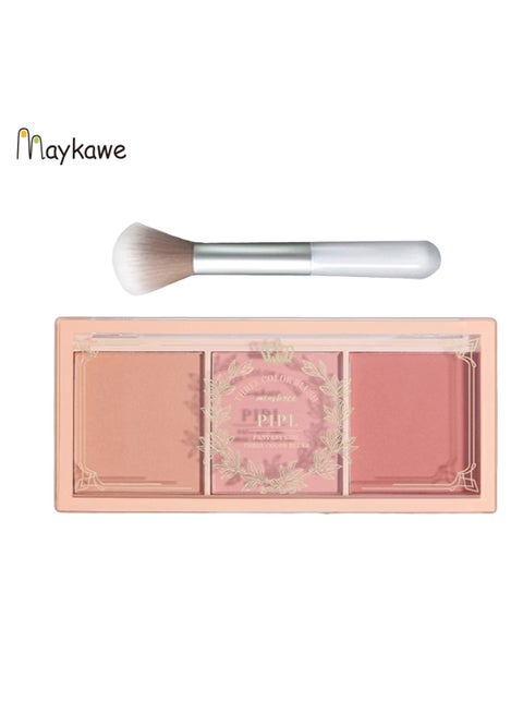 3-Color Blush Palette, Blushers For Cheeks, With A Matte And Pearl Natural Light Finish, Waterproof, Sweatproof, Brightening, Long-Lasting, And Non-Powder Flying Off Brighten Skin Natural Look