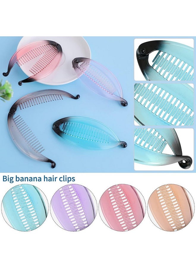 El Regalo - El Regalo 4 Pcs Fishtail Banana Hair Clips, Big Gradient colours French Banana Clip Hair Combs for Women Girls, Retro Plastic Fishtail Clip Comb Grips Clamp Hair Accessories - Image 1