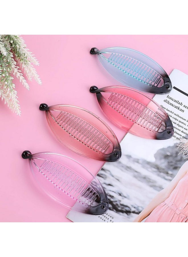 El Regalo - El Regalo 4 Pcs Fishtail Banana Hair Clips, Big Gradient colours French Banana Clip Hair Combs for Women Girls, Retro Plastic Fishtail Clip Comb Grips Clamp Hair Accessories - Image 1
