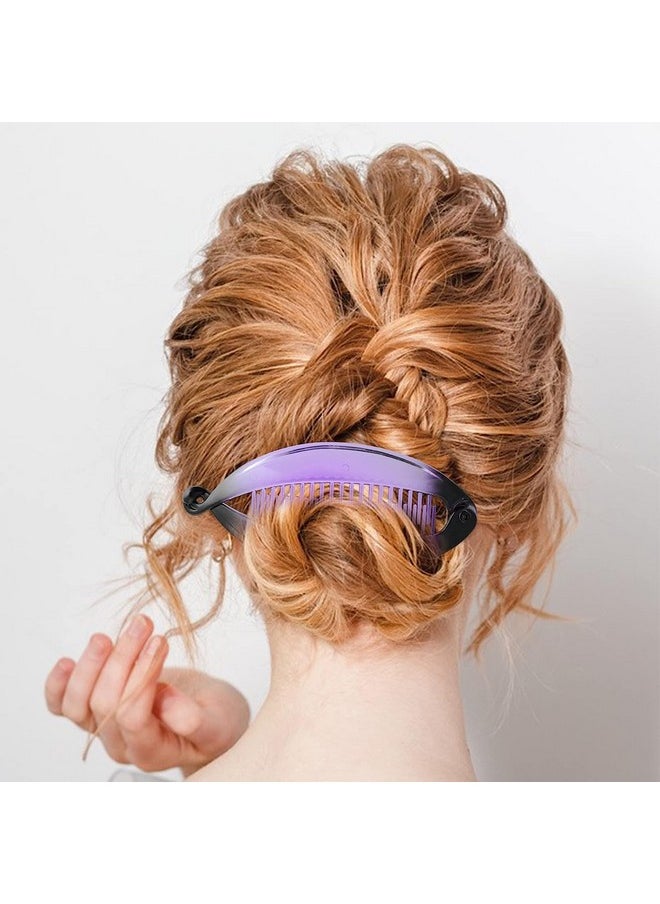 El Regalo - El Regalo 4 Pcs Fishtail Banana Hair Clips, Big Gradient colours French Banana Clip Hair Combs for Women Girls, Retro Plastic Fishtail Clip Comb Grips Clamp Hair Accessories - Image 1