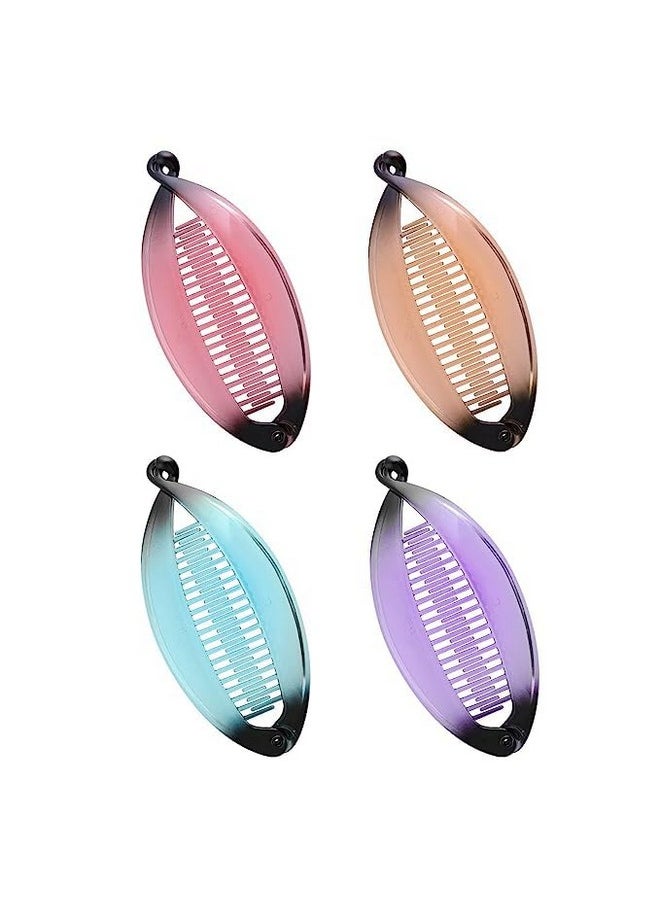 El Regalo - El Regalo 4 Pcs Fishtail Banana Hair Clips, Big Gradient colours French Banana Clip Hair Combs for Women Girls, Retro Plastic Fishtail Clip Comb Grips Clamp Hair Accessories - Image 1