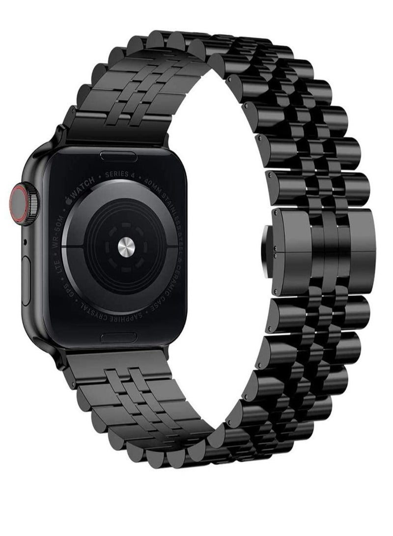 Stainless Steel Solid Strap Metal Bracelet for Apple Watch Series 7 6 5 4 3 2 SE 44mm / 42mm Black - Image 3