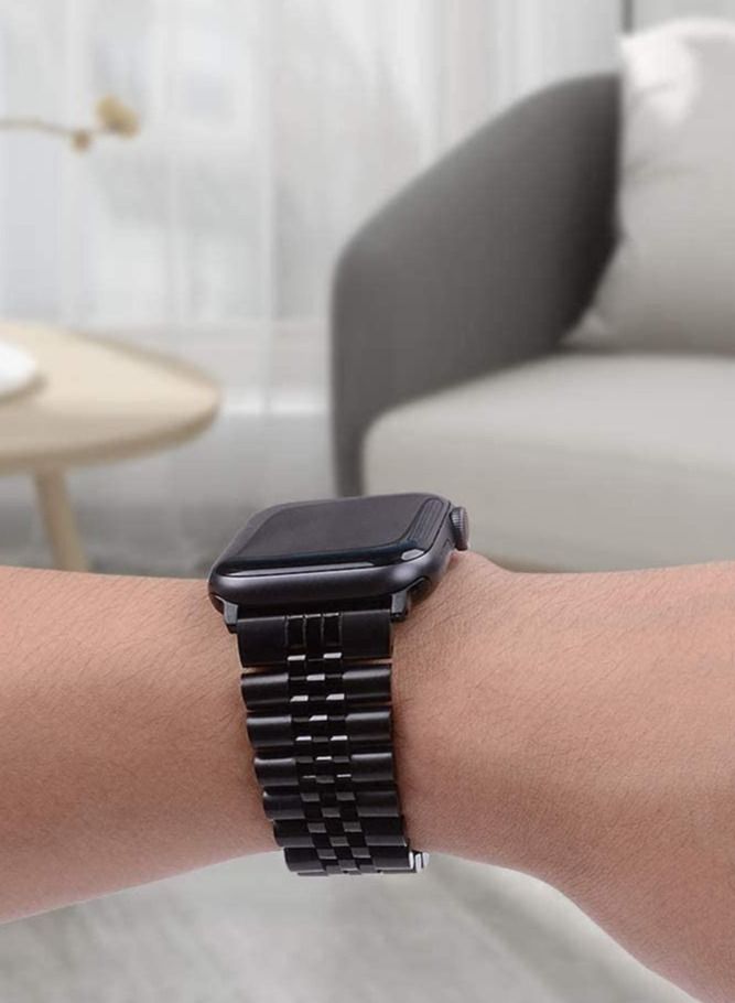 Stainless Steel Solid Strap Metal Bracelet for Apple Watch Series 7 6 5 4 3 2 SE 44mm / 42mm Black - Image 2