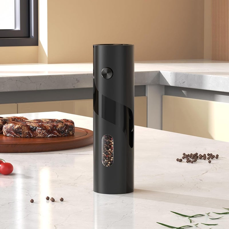 مطحنة الملح والفلفل الكهربائية PEIPU، مطحنة التوابل، مطحنة الفلفل الأوتوماتيكية ذات اليد الواحدة، خشونة قابلة للتعديل، رجاجات المطحنة 110 مل (عبوة واحدة) - Image 2