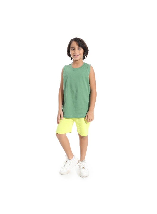 Andora Cut Sleeves Loose Fit Basic T-Shirt_Forest Green - Image 5